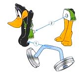 2004 Joy - BAL Looney Tunes - Daffy Duck als Gewichtheber - zum Schließen ins Bild klicken